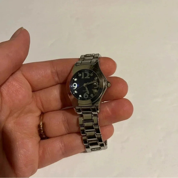 Ladies Quartz Chain Link Watch Silver Japan Movt Oversized Numbers *need Battery - Picture 1 of 5